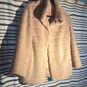 Basler Cream Teddy Jacket with Plush Texture and Wide Collar